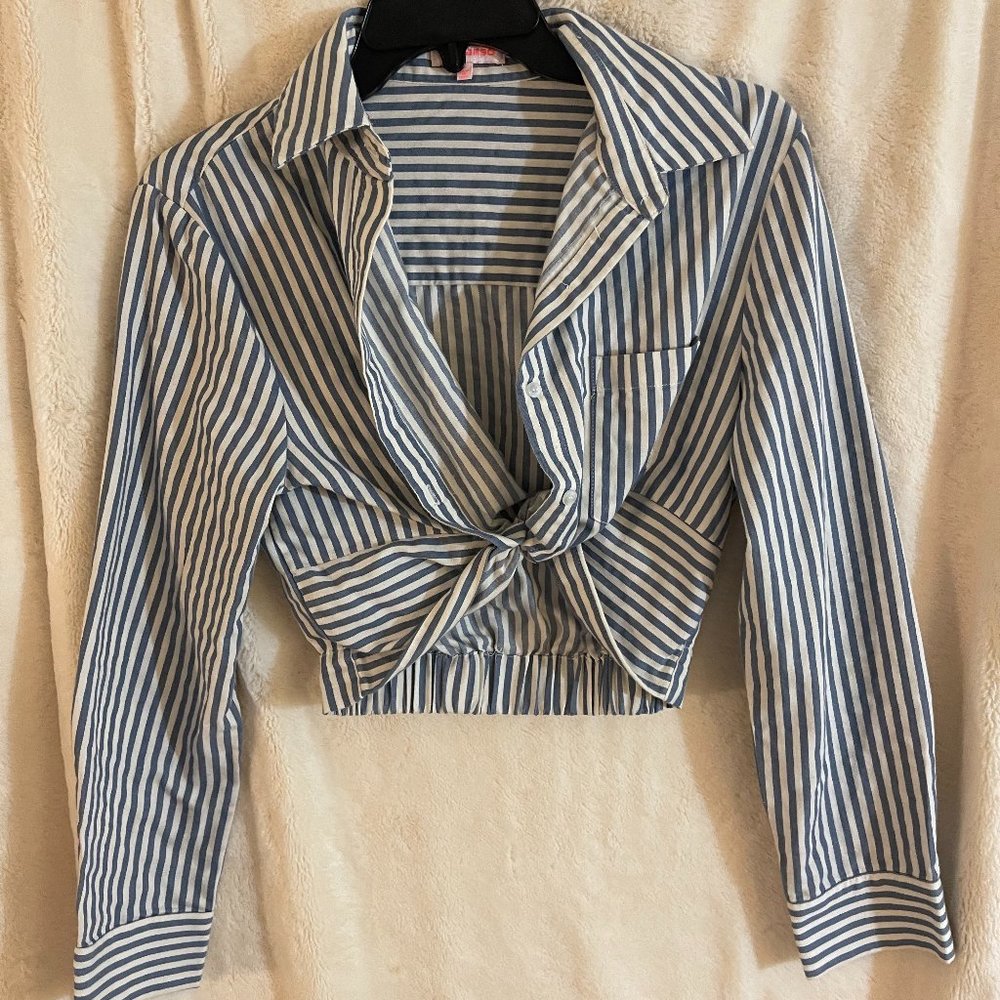 re:named Striped Long Sleeve Crop